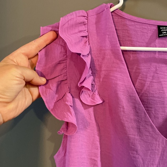 Purple Ruffle-Sleeve Top - Picture 3 of 5